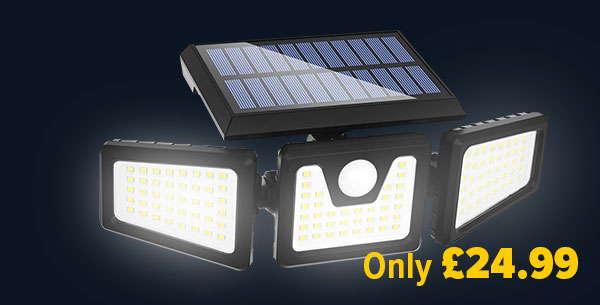 Kingavon 3 Head PIR Motion Sensor Solar Security Light - Only 24.99