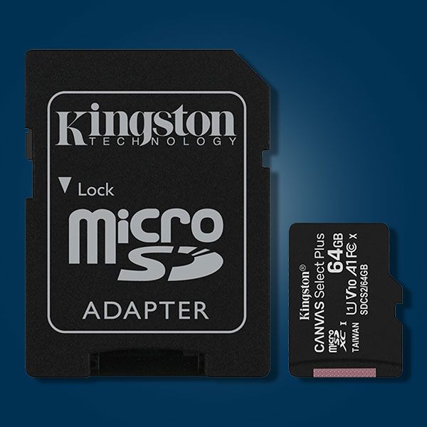 Kingston Canvas Select Plus MicroSDXC 100MB/s UHS-1 U1 A1 V30  - 64GB - Only 7.29