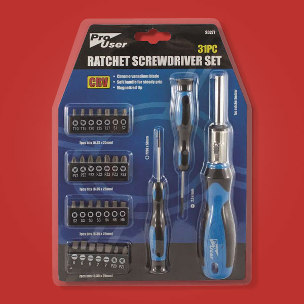 Pro User Ratchet Screwdriver Tool Kit Set - 31 Piece - Only 7.99